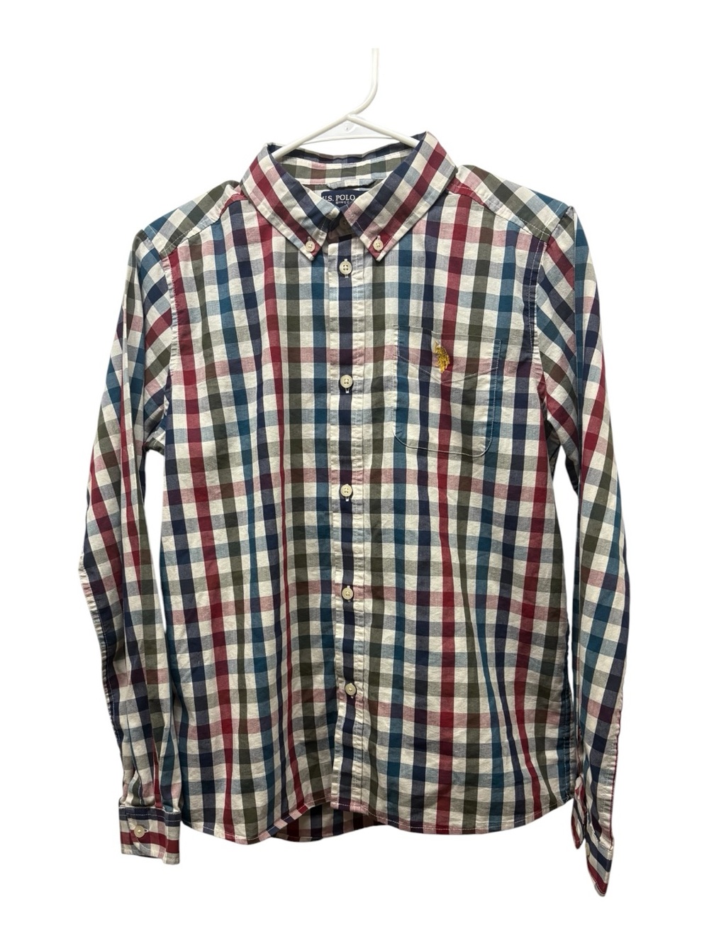U.S. Polo Assn. Kid’s Red Blue Green Plaid Button-Down Shirt